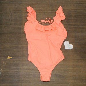 NWT Sugar Coast by Lolli Ruffled Tie Back One Piece Swimsuit 76929065 M Pink